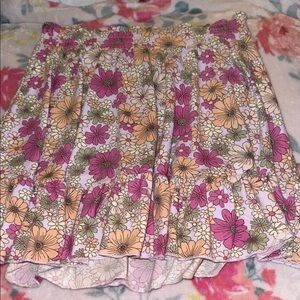 Floral Tiered Summer Skirt - Pink & Yellow Floral